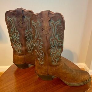 Justin Boots Women 12” Square Toe Stampede Western Boots  Size 8
